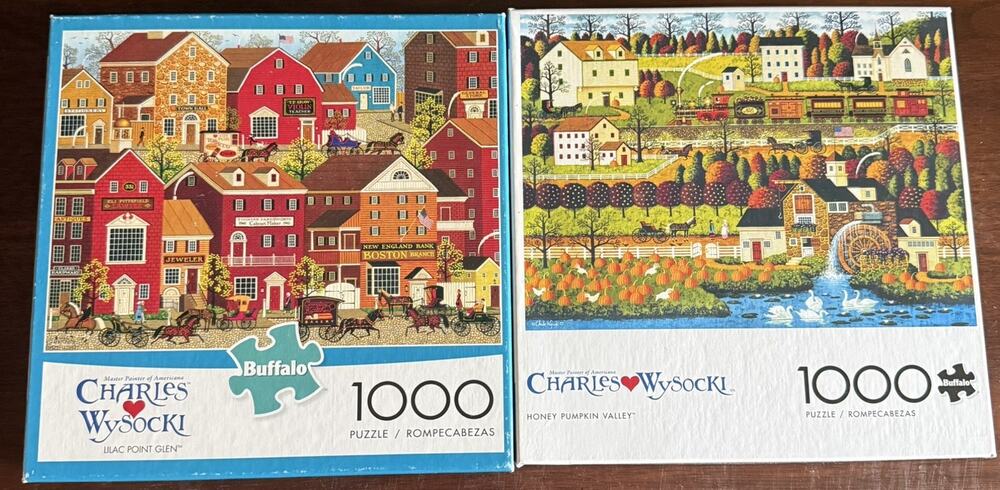 2 Buffalo CHARLES WYSOCKI 1000 Pcs Puzzles-Honey Pumpkin Valley/Lilac Point Glen